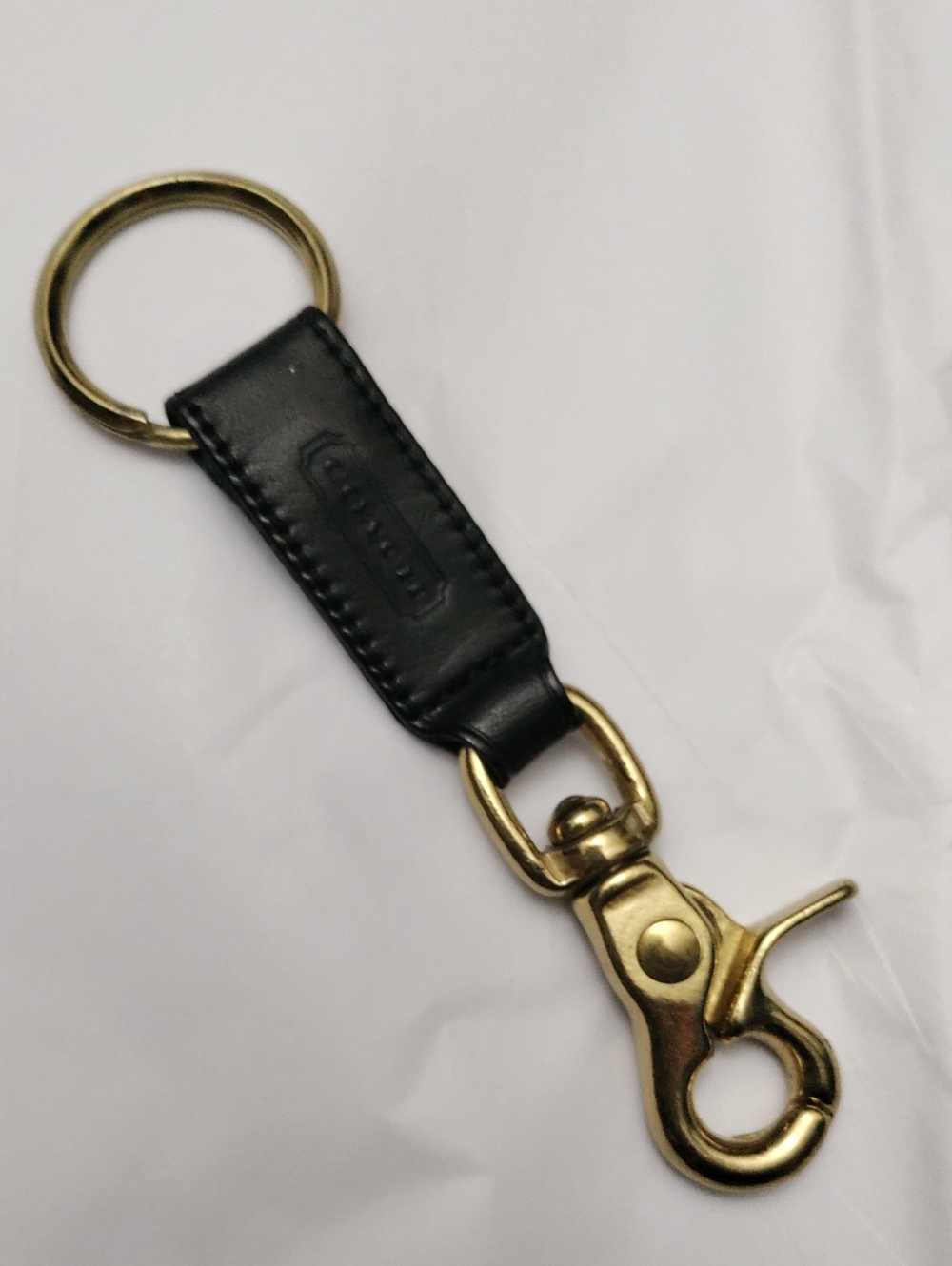Coach Black Leather Key Holder with Gold-tone Hardware